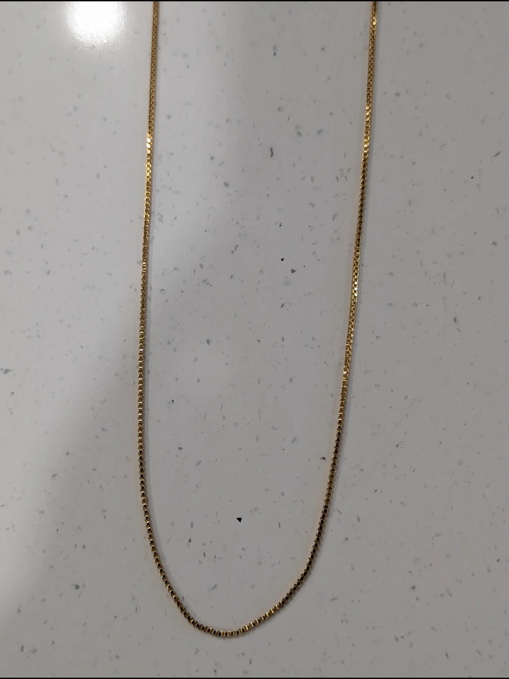 Real 18K Gold Plated Over 925 Sterling Silver Men's Gold Box Chain Necklace